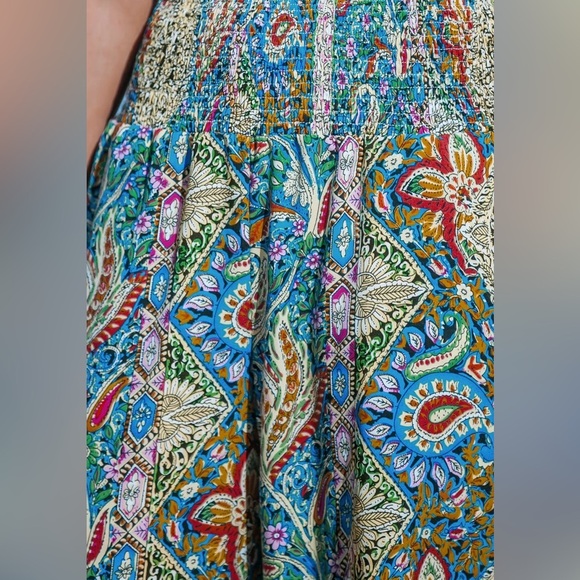 Cupshe Paisley Smocked Waist Tapered Leg Cover-Up Pants - Picture 7 of 7